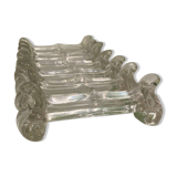 Portieux set of 7 moulded crystal knife rests from the early 20th century.