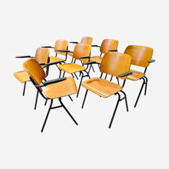Lot de 8 fauteuils d’école Marko Kwartet années 70
