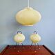 Paire de lampes tripode en celluloïd plissé vert pâle, 1960