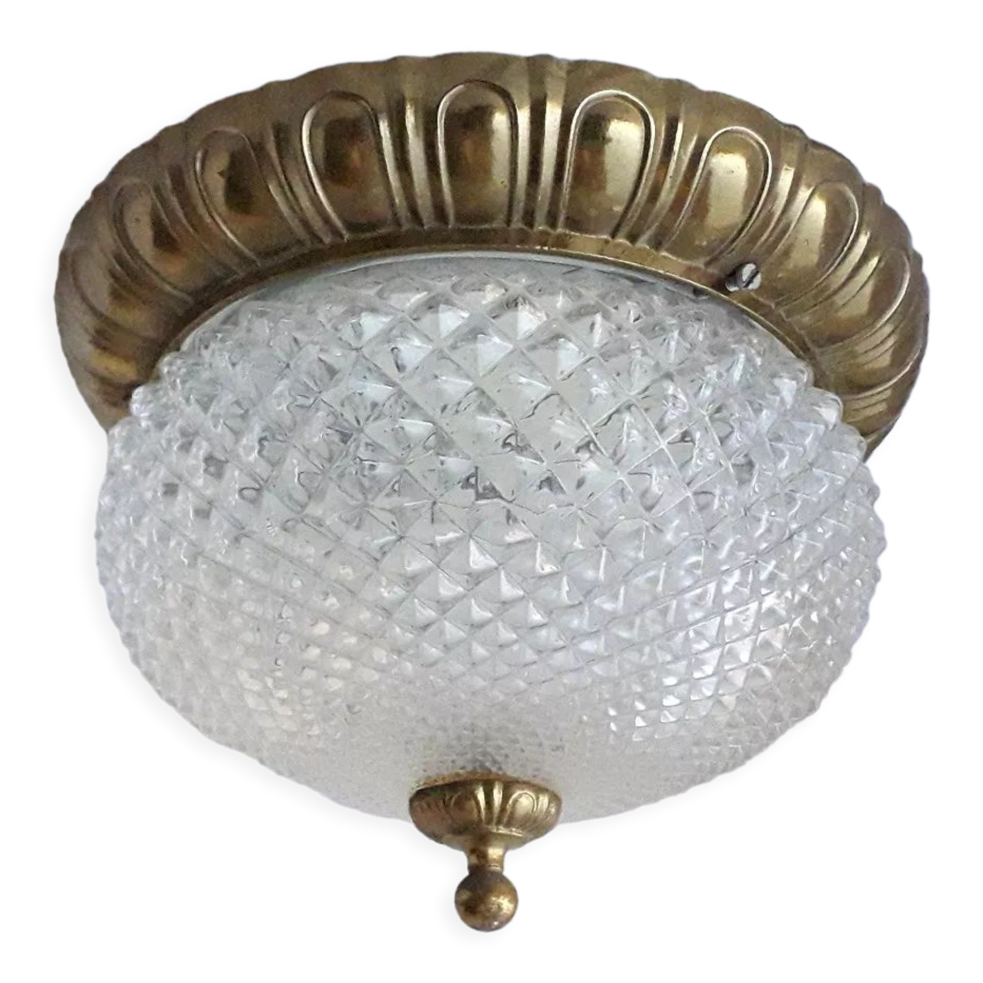 Bronze and glass ceiling lamp