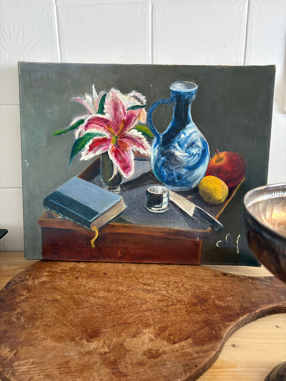 Tableau nature morte, huile sur toile