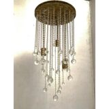 Contemporary cascade of transparent cristals murano glass chandelier
