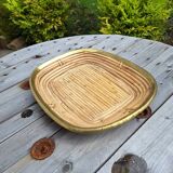 Rattan and brass basket