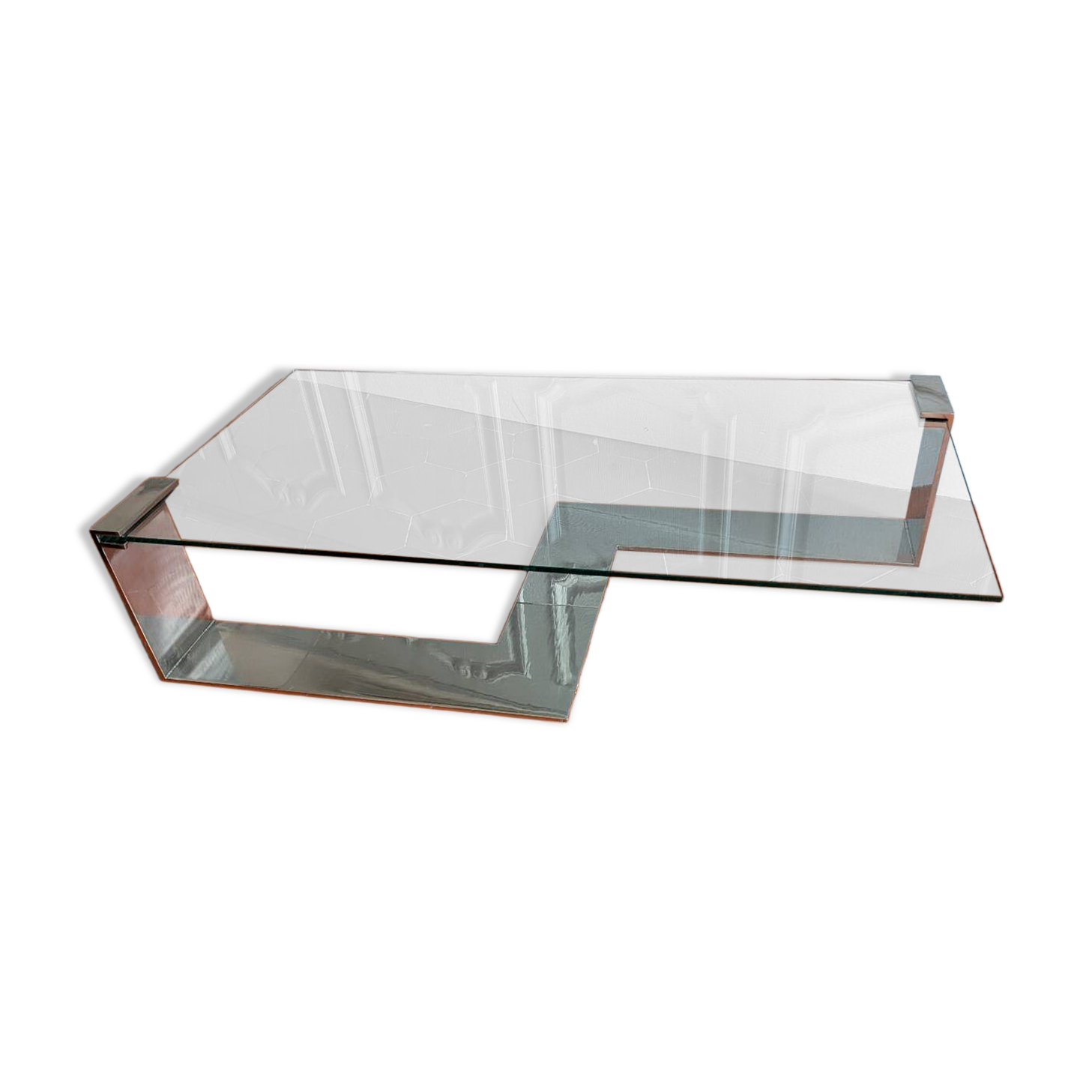 Chrome and glass coffee table from the 1970s.