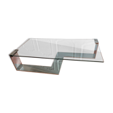 Table basse années chrome et verre