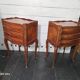 Pair of Louis XV style bedside tables in cherry wood marquetry.
