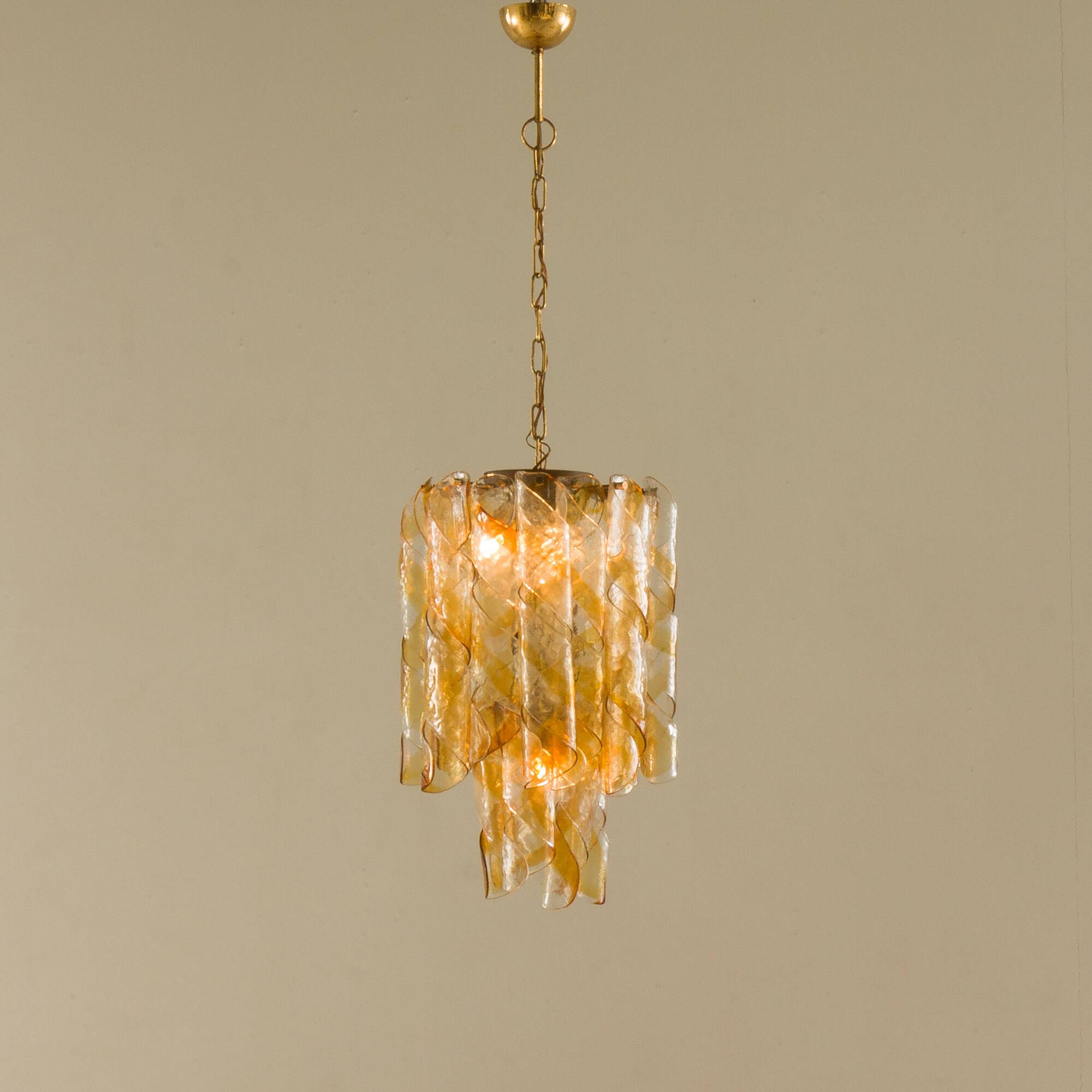 Mid century Murano 'Torciglione' Glass Chandelier by Mazzega, Italy 1970s