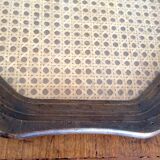 Glass tray, wood and caning