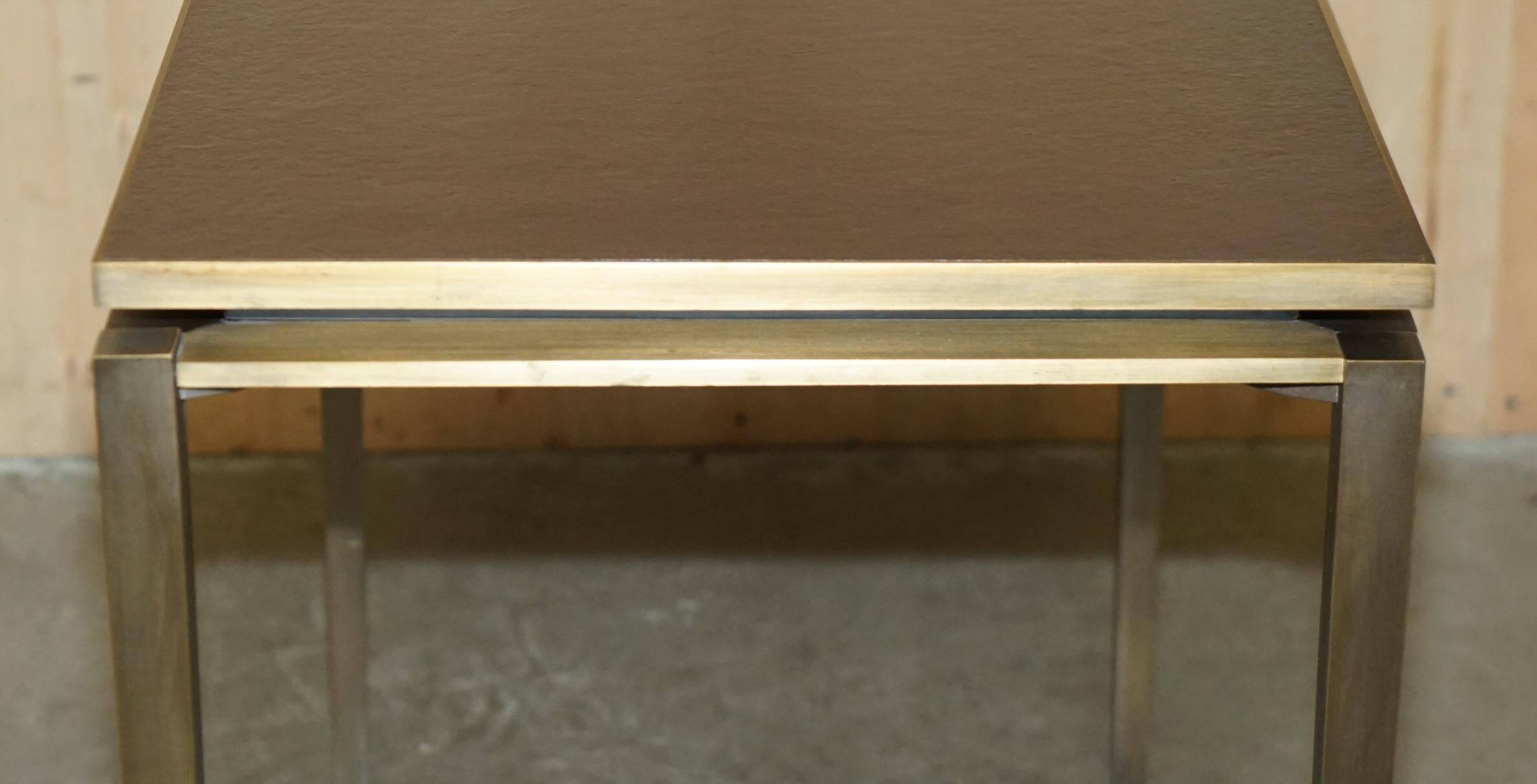 Bureau d'écriture moderne milieu du siècle Cartier Paris bronze cuir