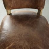 Set of 4 vintage cowhide and wooden dining chairs