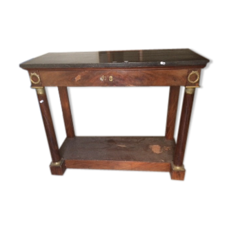 Console empire à colonne dessus marbre -