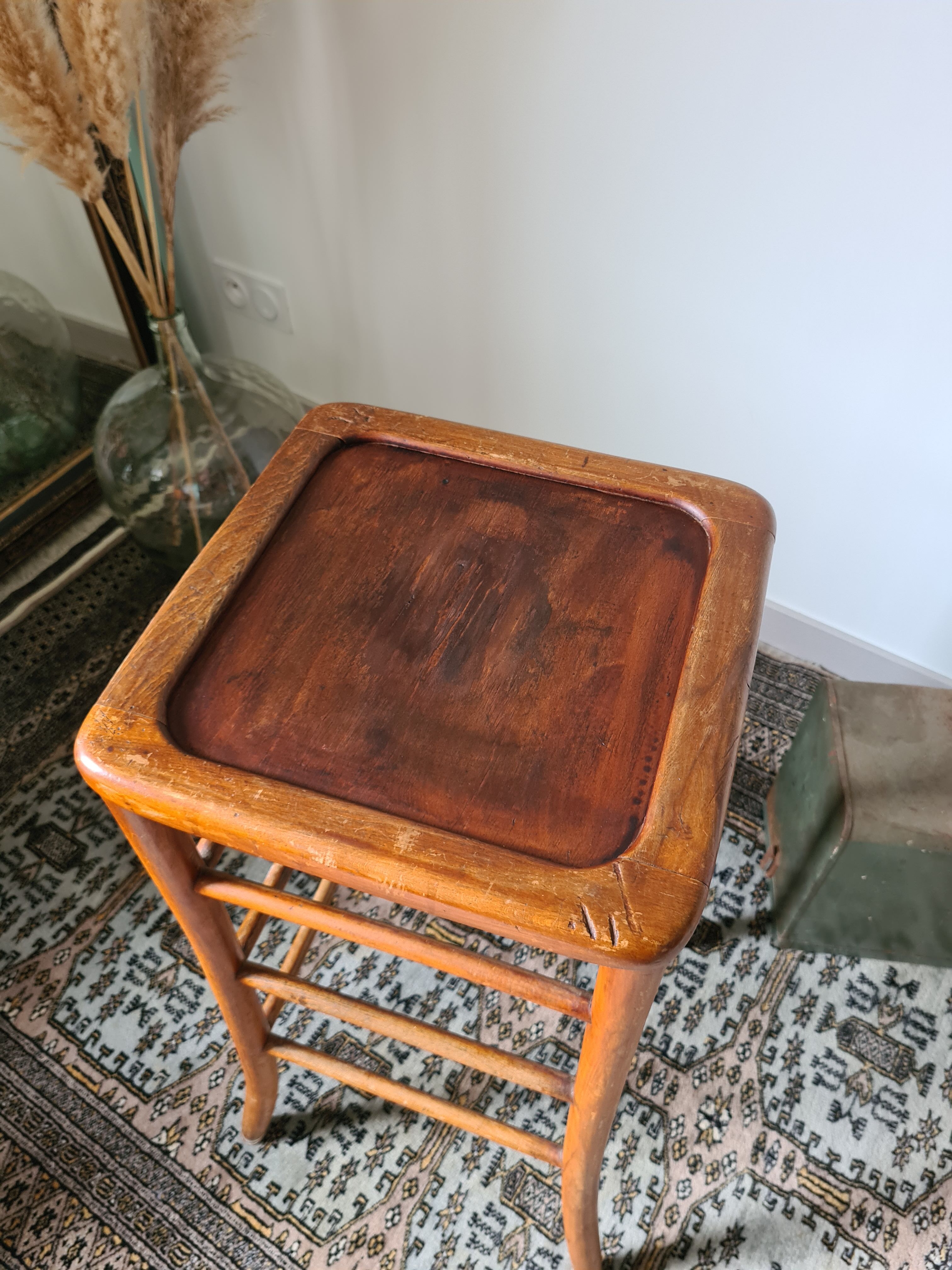 Vintage solid wood high stool