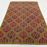 5x8 Burgundy & Yellow Geometric Kilim Rug, 160x258Cm