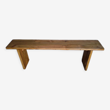 Solid patinated wood bench 140cm