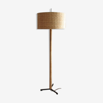 Lampadaire vintage en rotin