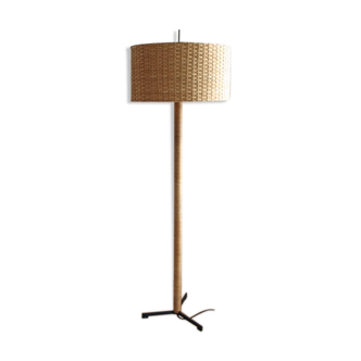 Lampadaire vintage en rotin