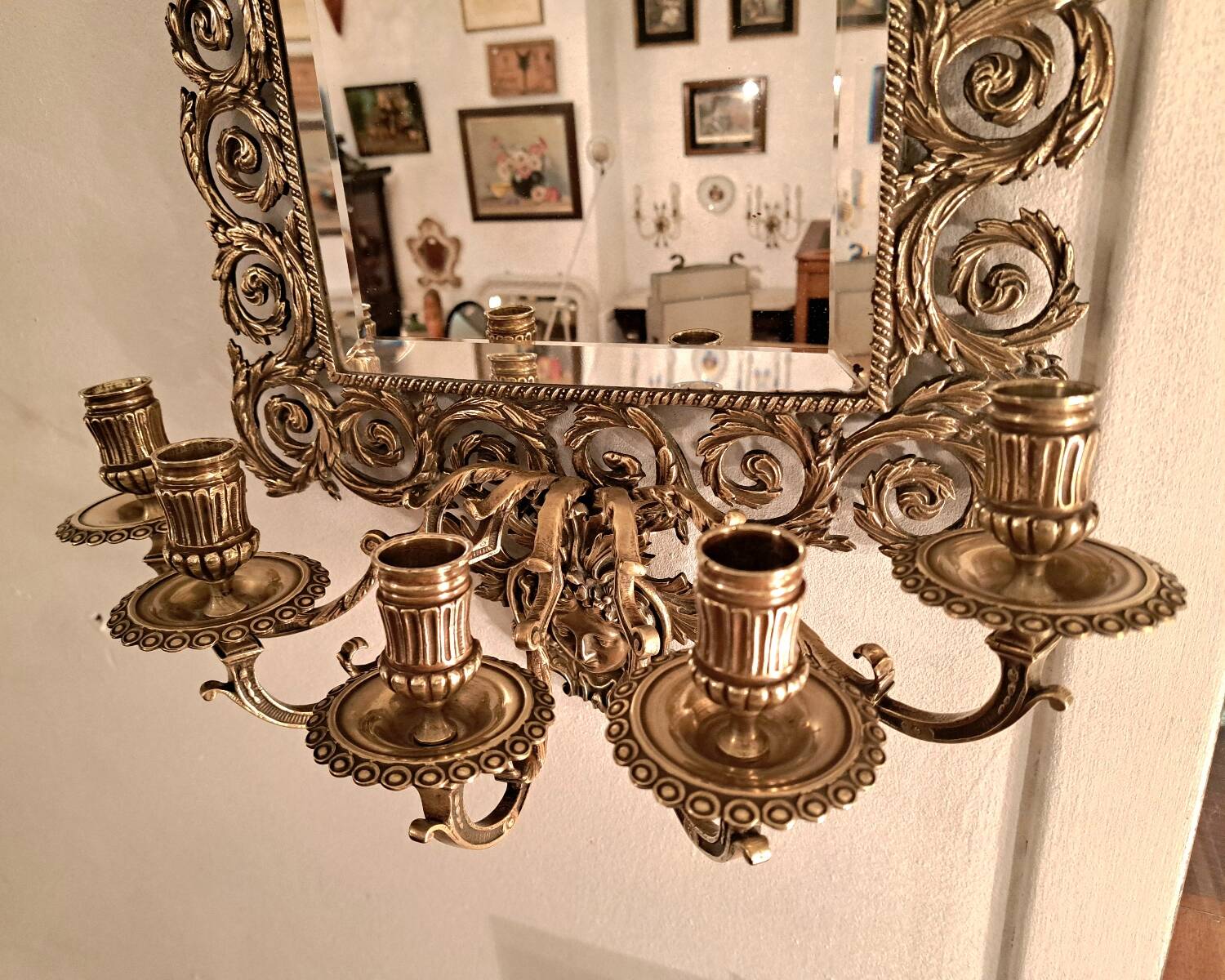 Paire d'appliques miroirs XIXème en bronze