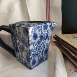 Vintage rectangular white and blue pitcher, Victoria ironstone