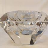 High octagonal diamond ashtray in solid crystal Flavio Poli style - 1970s