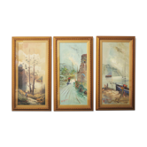 Paintings, oil on canvas, Moretti, 1970, set of 3