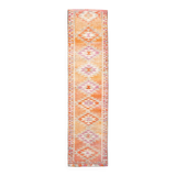3x12 Soft Orange & Pink Handwoven Geometric Pattern Turkish Runner,87x352Cm
