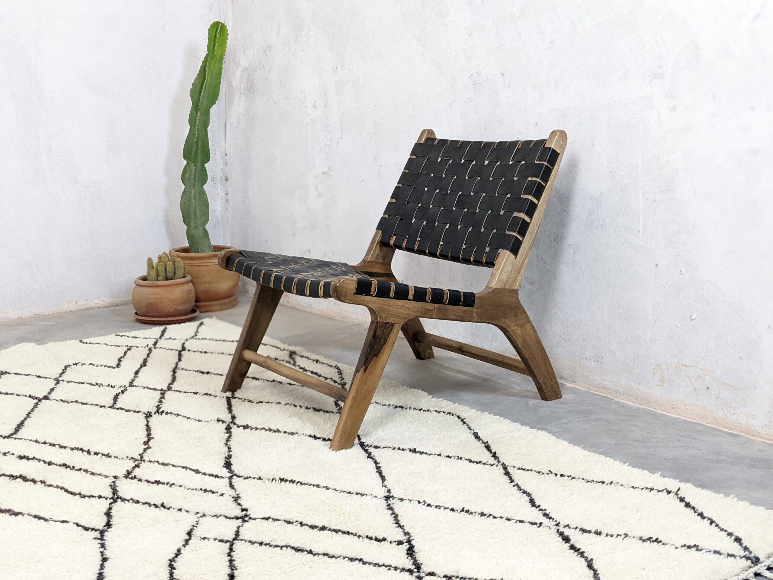 Handcrafted Moroccan leather armchair