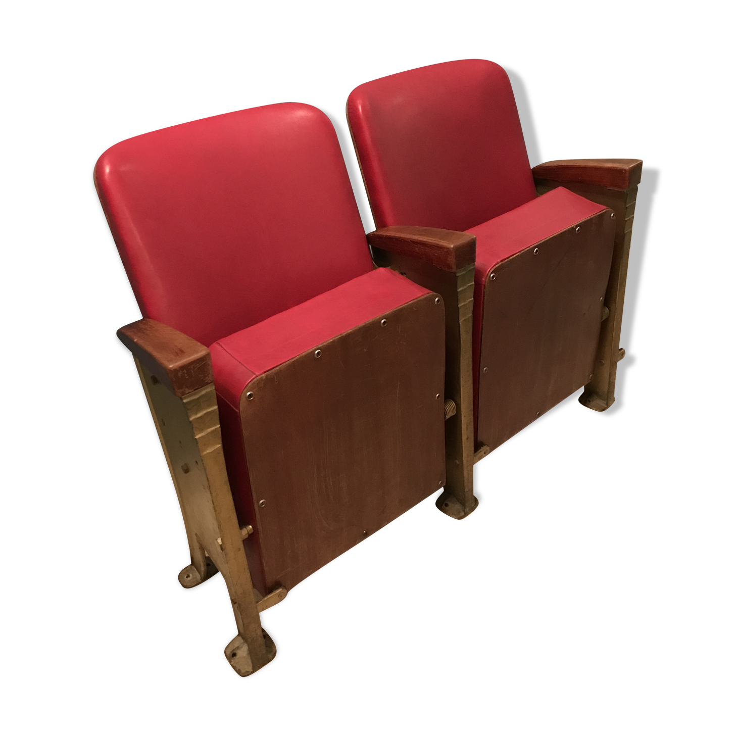 Pair 1950 1960 vintage cinema armchairs