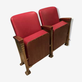 Pair 1950 1960 vintage cinema armchairs