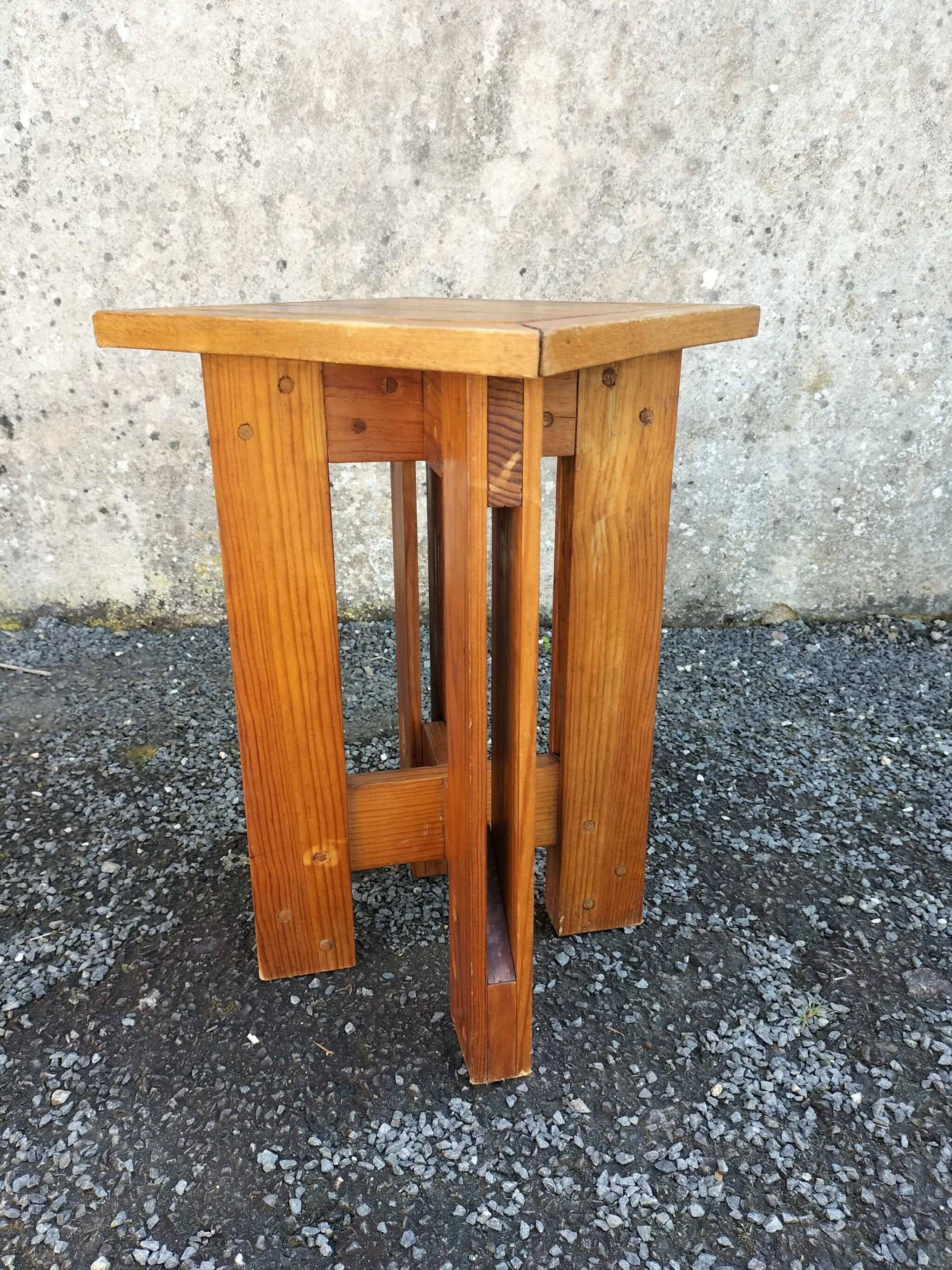 Vintage solid pine stool