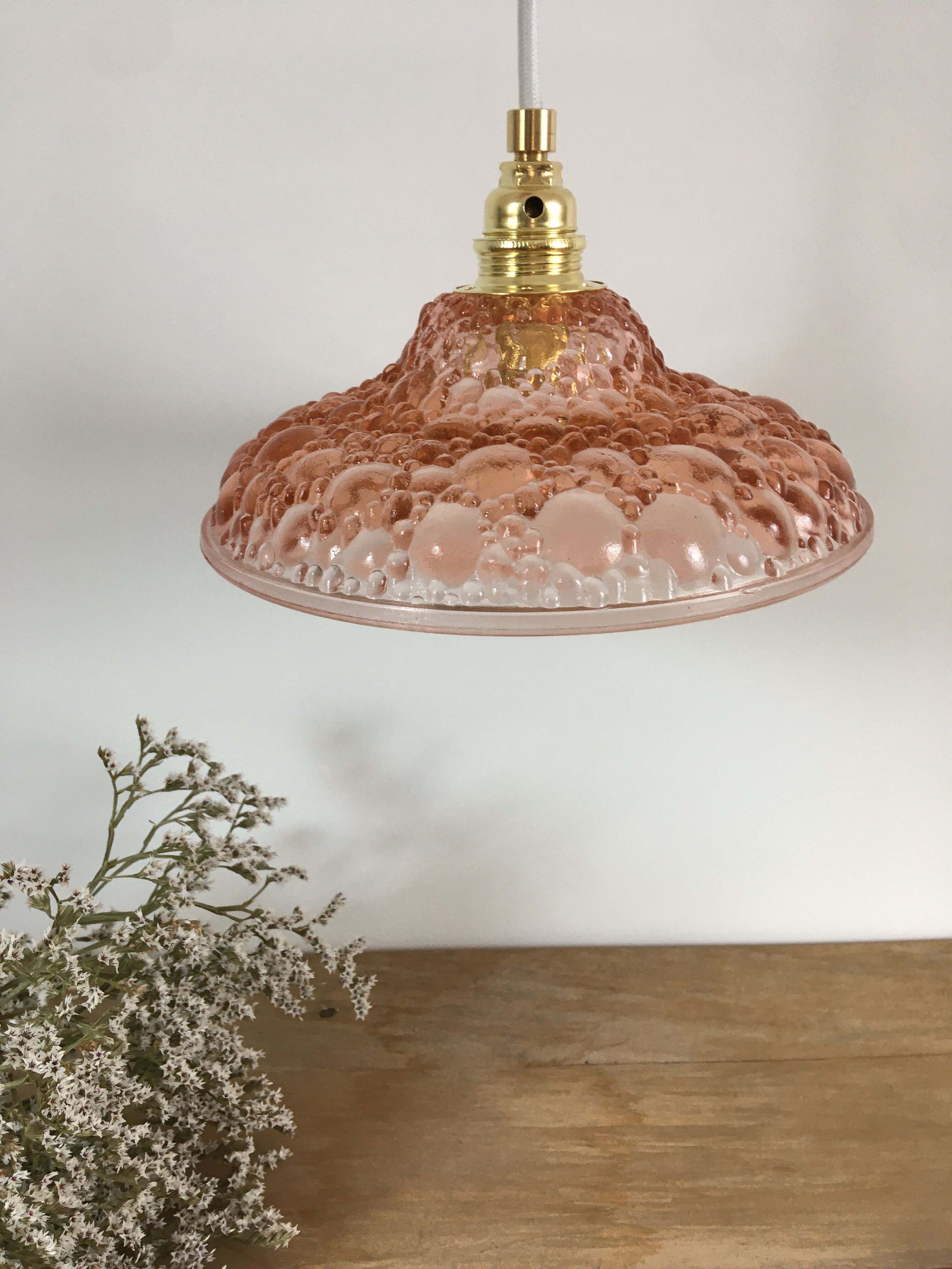 Bubble pink glass walking lamp