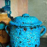 Covered ceramic pot fat-lava foam glaciers, enamels le cyclope, annecy