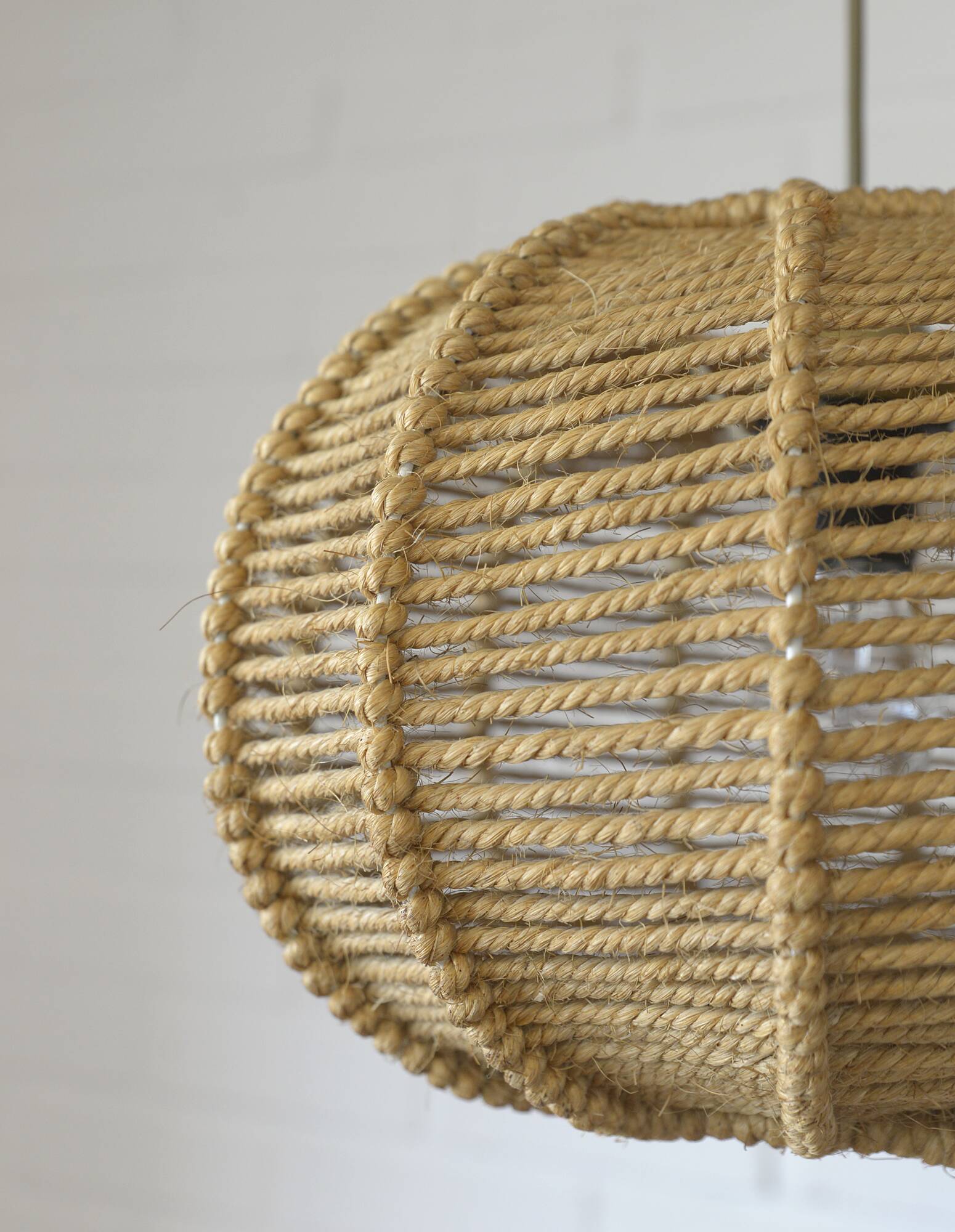 Vintage Rope Pendant Lamp / Handmade Rustic Chandelier/ Hanging Light 1970