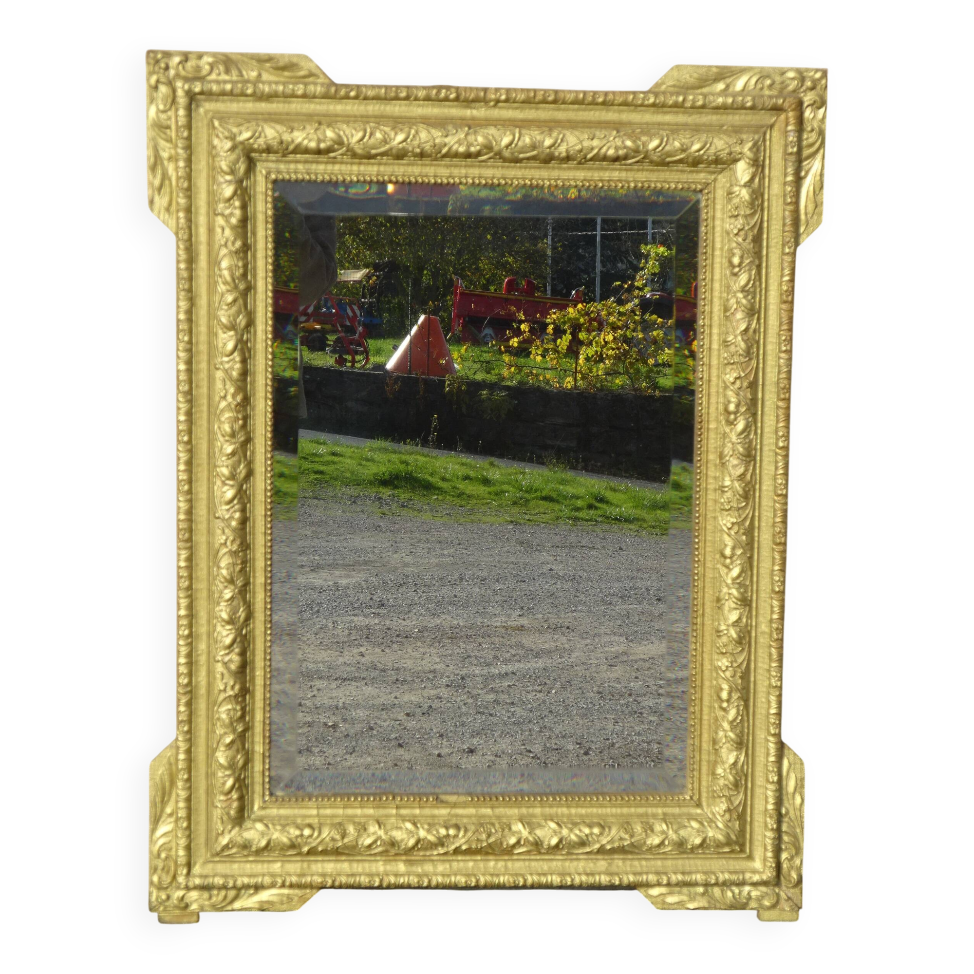 Antique wooden mirror with gilded stucco 65x83cm