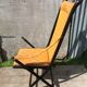 Napoleon III folding chair armchair black wood & vintage yellow fabric