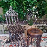 Antique folding oriental chair with mother-of-pearl inlays