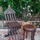 Antique folding oriental chair with mother-of-pearl inlays