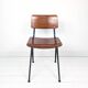 Chaise vintage Mid-Century bois et métal brun gris style danois scandinave
