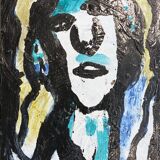 Michel Chapuis, acrylic on canvas, expressionist, brutalist, 1997