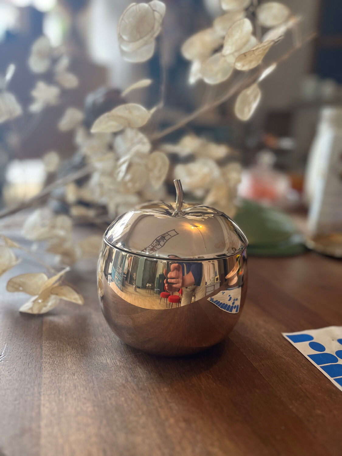 Silver metal apple ice bucket