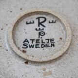 Mid-Century Modern Abstract Large Art Pottery Plate by Inger Persson
