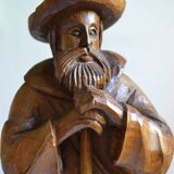 Grande sculpture bois d'un homme avec sa pelle à grain 52 cm