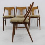 1950s Set of Four Restored Dining Chairs in Walnut, Czechoslovakia