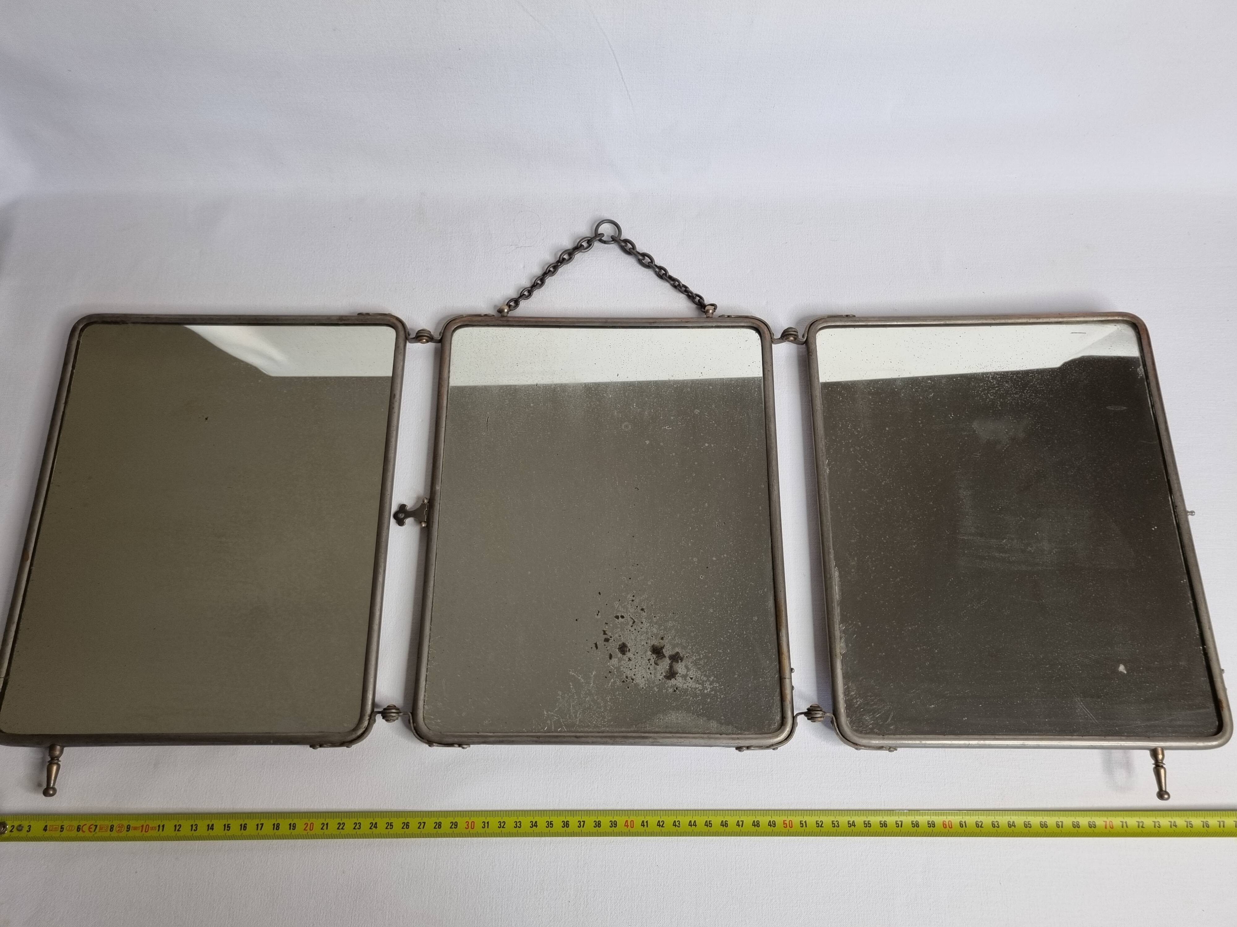 Miroir de barbier triptyque à poser ou à suspendre 1900