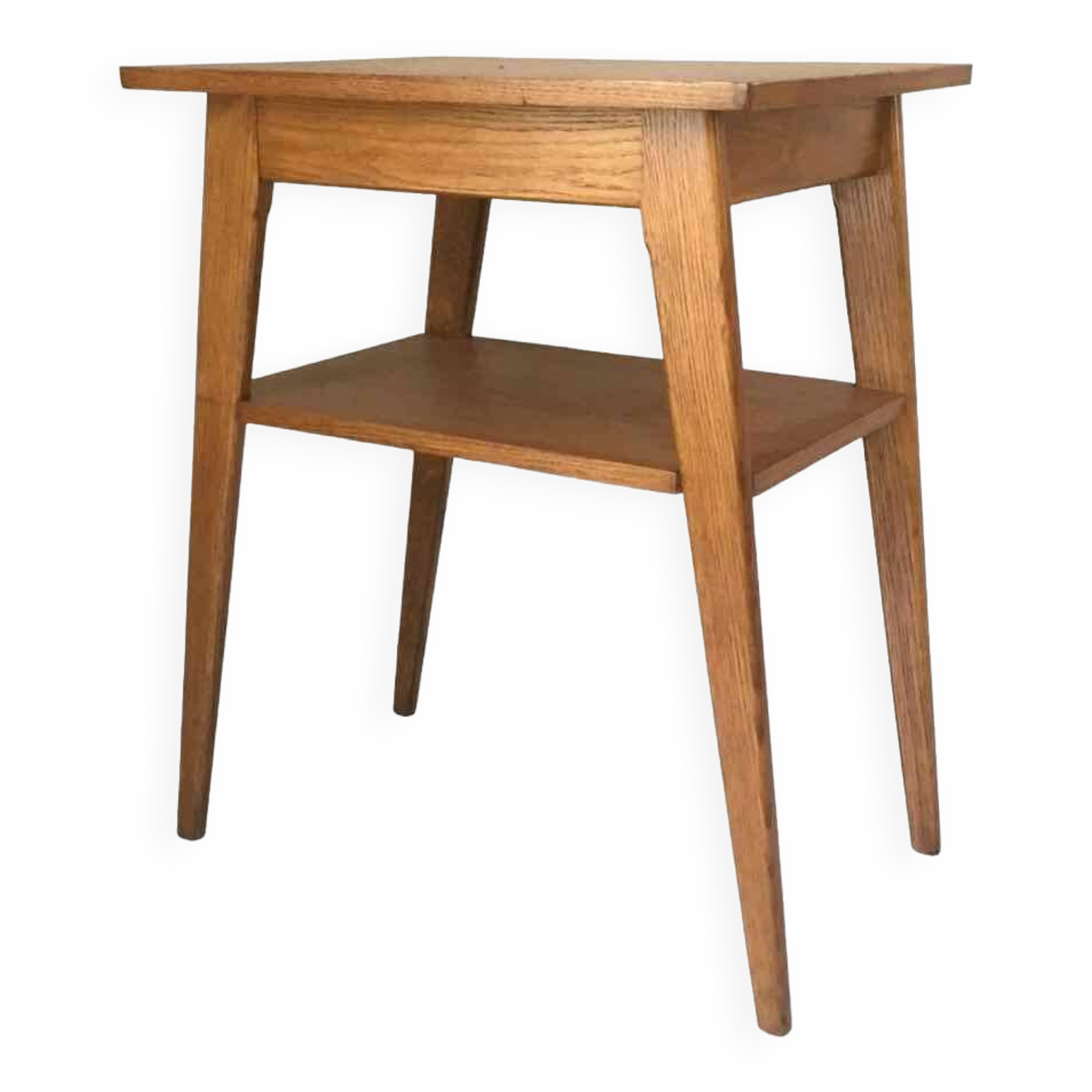 1950 compass foot pedestal table in light wood, side table, side table