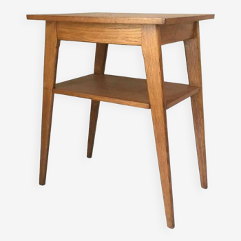 1950 compass foot pedestal table in light wood, side table, side table