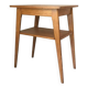 Guéridon pieds compas 1950 en bois clair, desserte, table d'appoint
