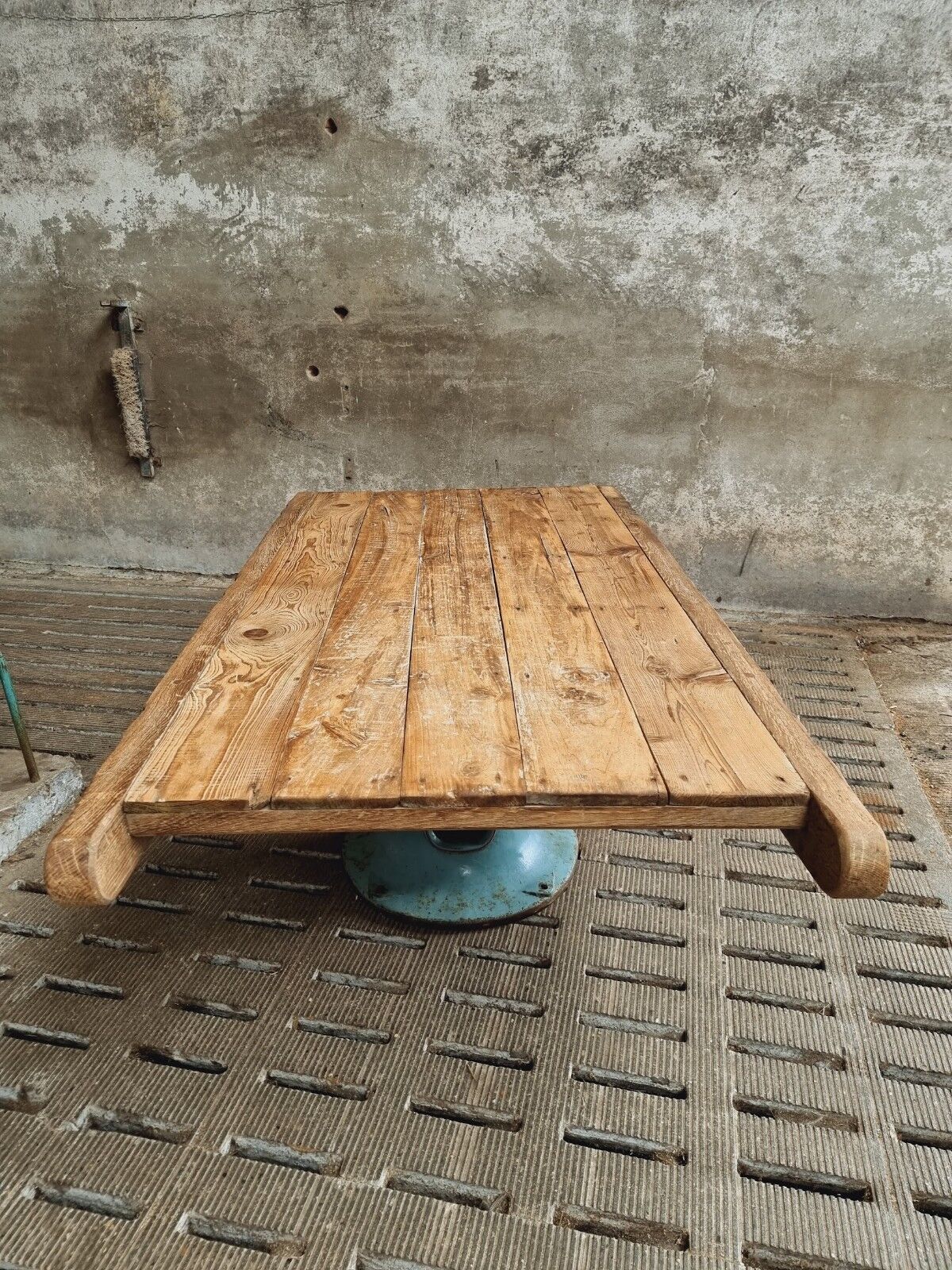 Antique dining table XXL on industrial machine leg