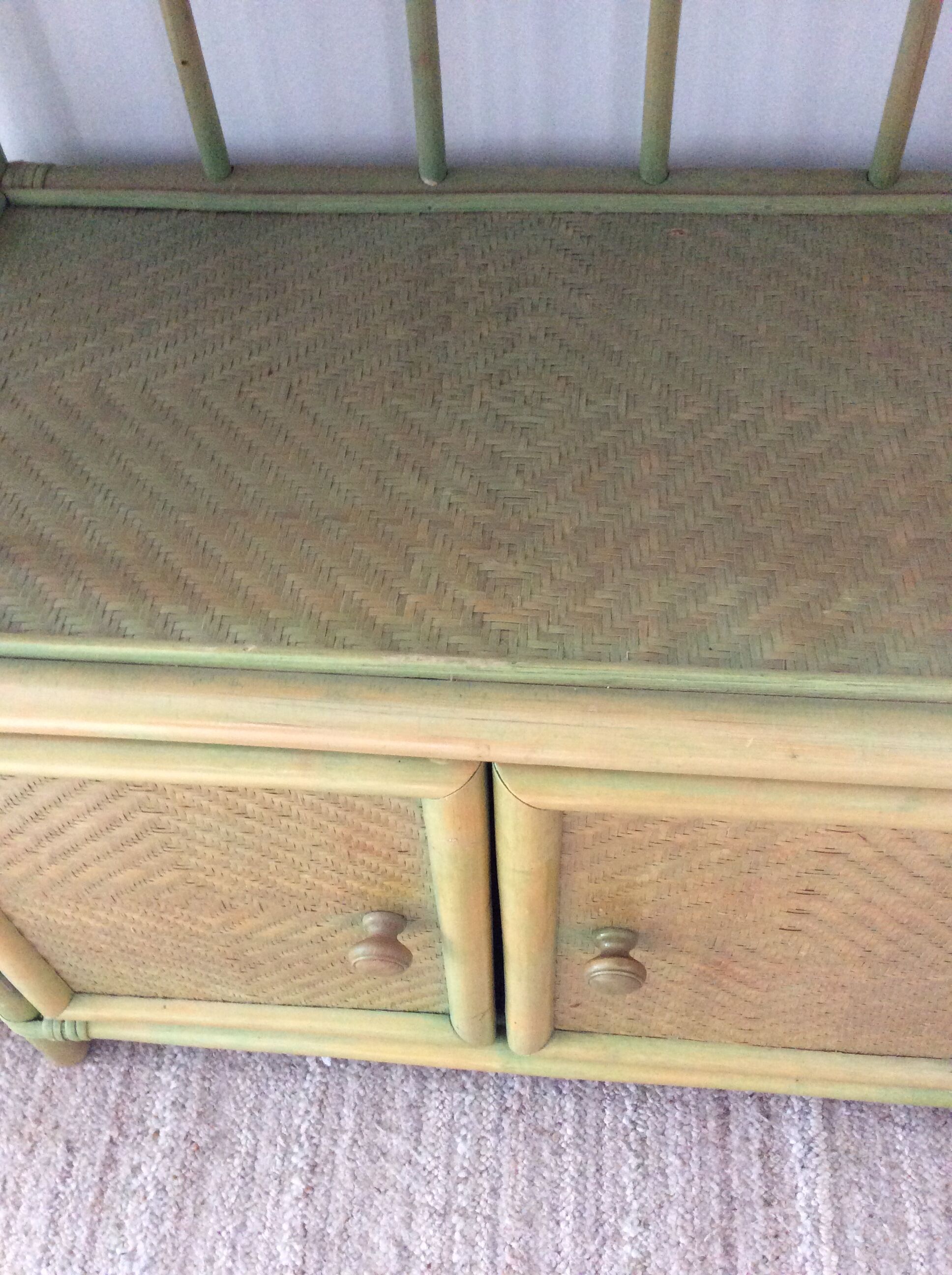 Pair of bamboo shelves from the 70s in rattan and wicker