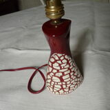 Red ceramic lamp foot with cracked effect