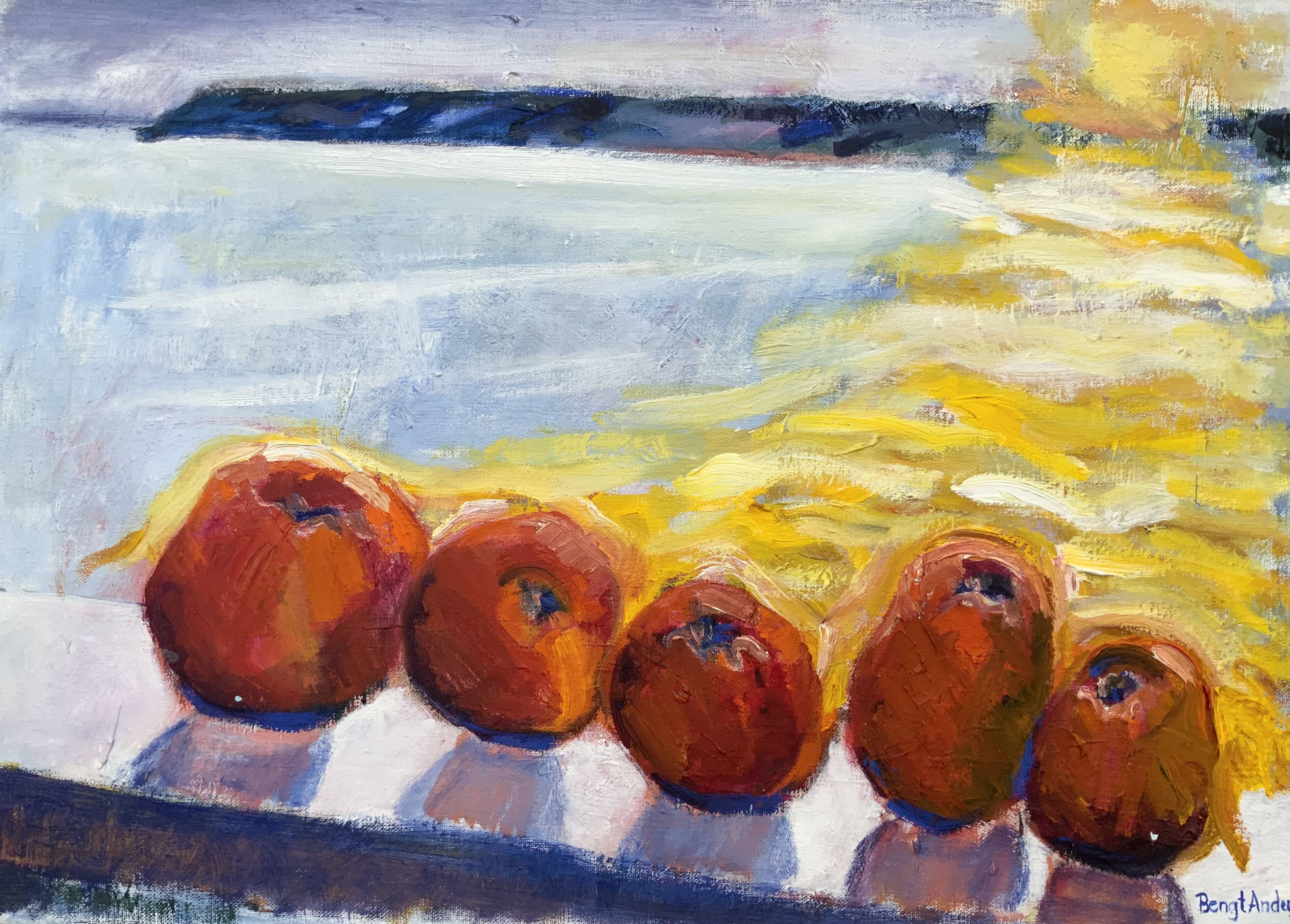 Vintage Expressionists Oil on Canvas with Apples, Signed by Bengt Anders